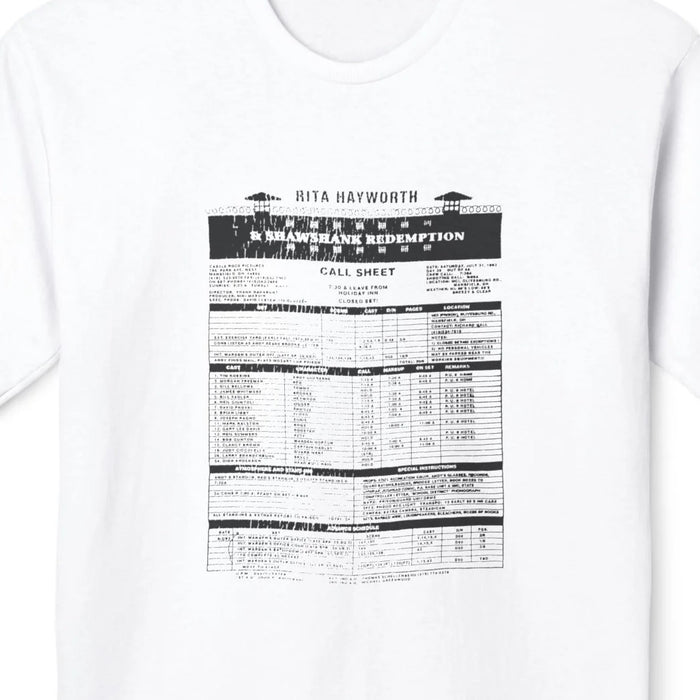 Rita Hayworth & Shawshank Redemption Call Sheet T-Shirt