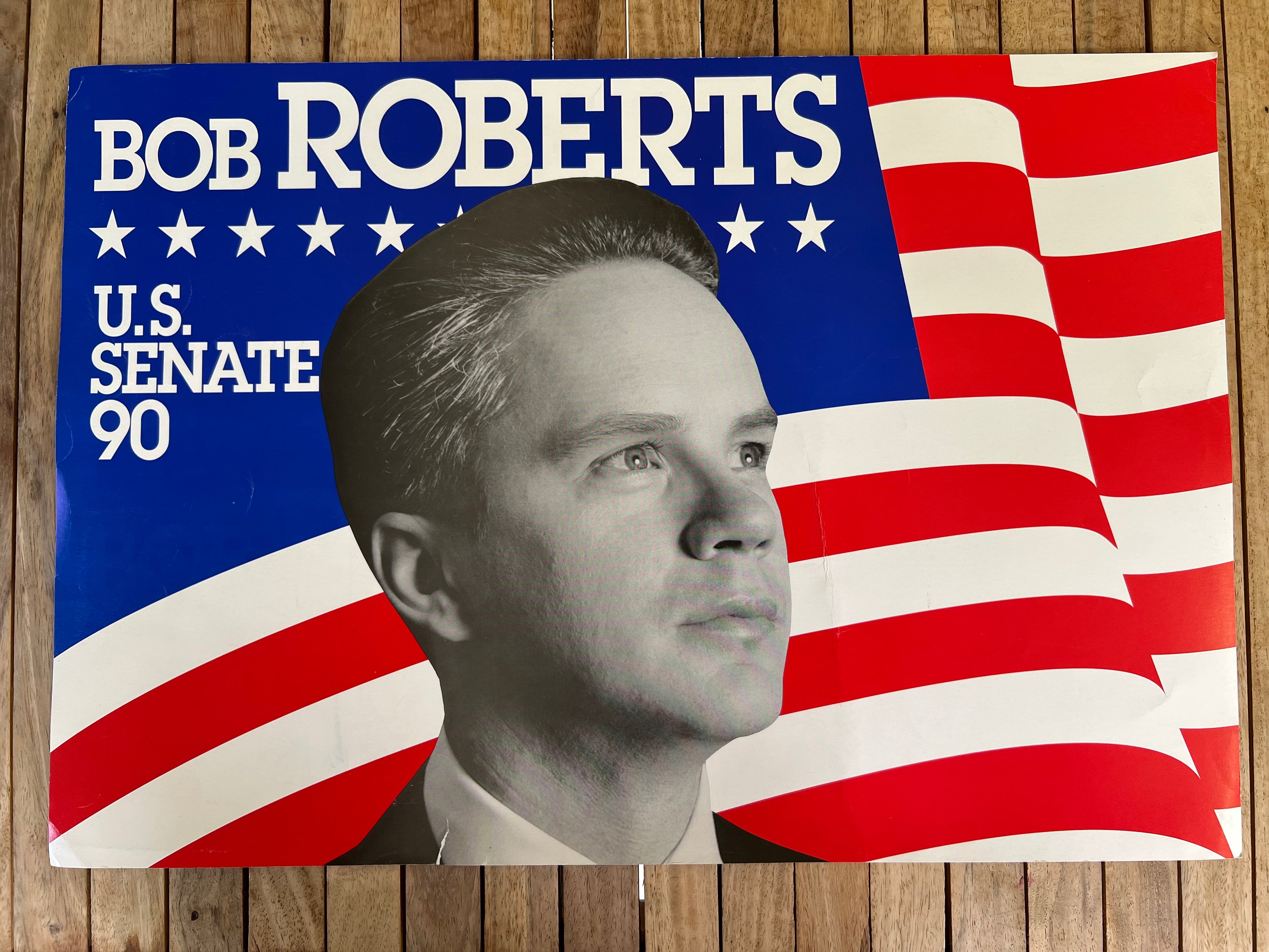 Autographed Bob Roberts for Senate Flag Poster